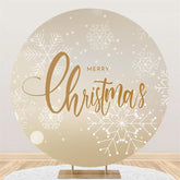 Lofaris Simple White Snowflake Round Merry Chrismas Backdrop